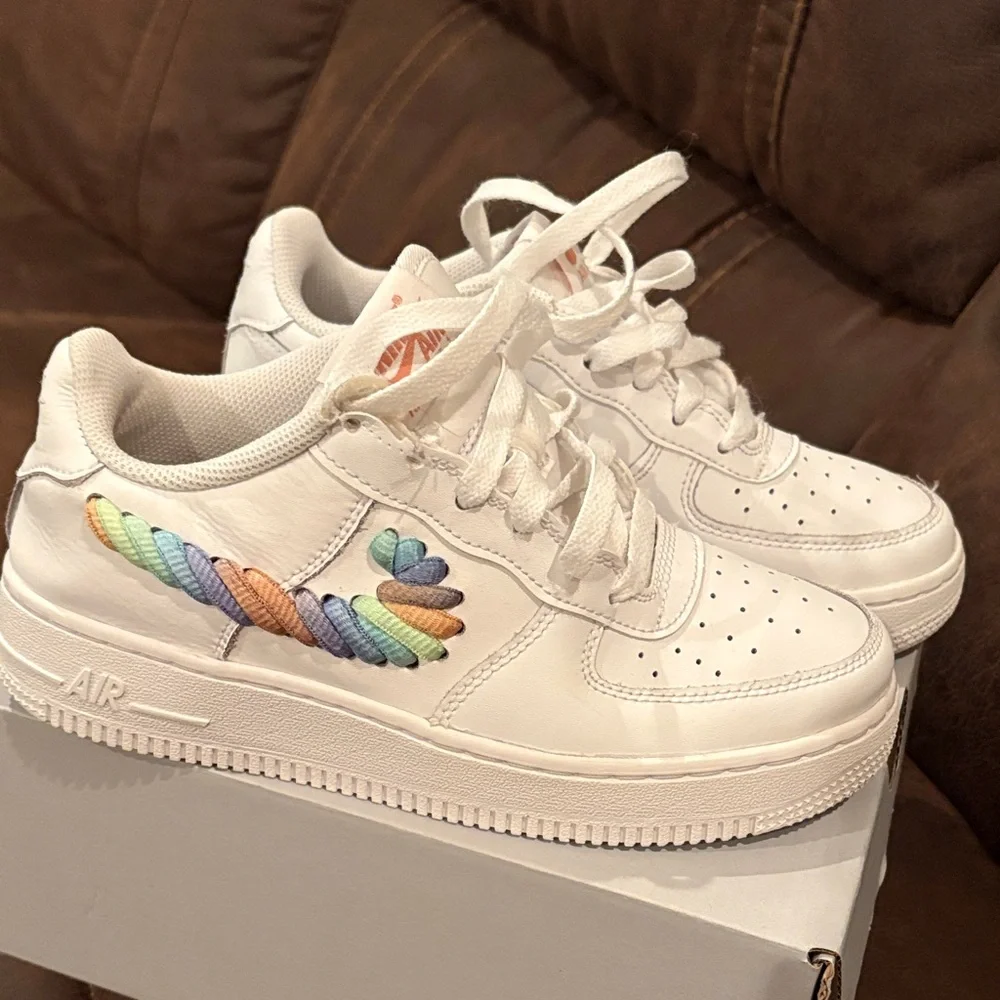 Nike Kids White Sneakers with Colorful Detail